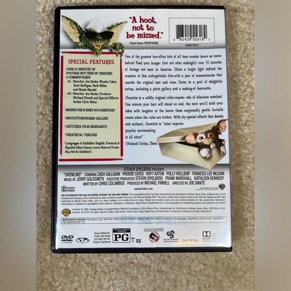 Gremlins DVD With Dust Cover - Picture 4 of 6